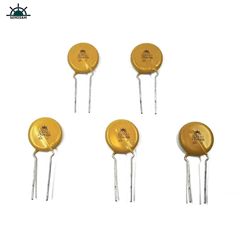 الصين ODM إلكترونيات مكونات، الأصفر MOV 20MM HVR20D561K أكسيد الزنك varistor للأجهزة المنزلية